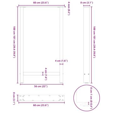 Black Coffee Table Legs - 2 pcs Steel 60x(100-101) cm | HipoMarket