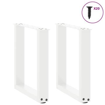 Stylish U-Shaped Coffee Table Legs - White Steel Set of 2