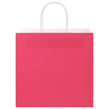 50 pcs Pink Paper Bags with Handles - Eco-Friendly & Versatile