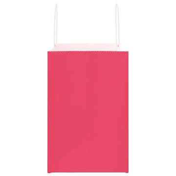 50 pcs Pink Paper Bags with Handles - Eco-Friendly & Versatile