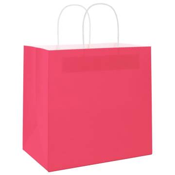 50 pcs Pink Paper Bags with Handles - Eco-Friendly & Versatile