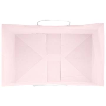 50 pcs Pink Paper Bags with Handles - Eco-Friendly & Versatile