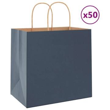 Paper Bags with Handles - 50 pcs Blue 26x17x25 cm