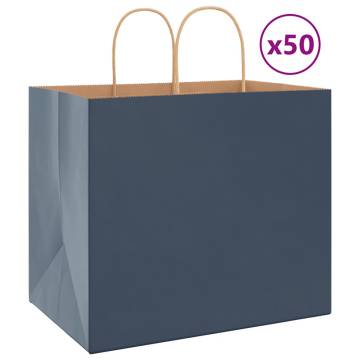 Buy Blue Paper Bags 50 pcs with Handles - Eco-Friendly & Durable