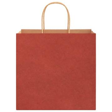 Red Paper Bags with Handles - 50 Pcs | 26x17x25 cm | HipoMarket