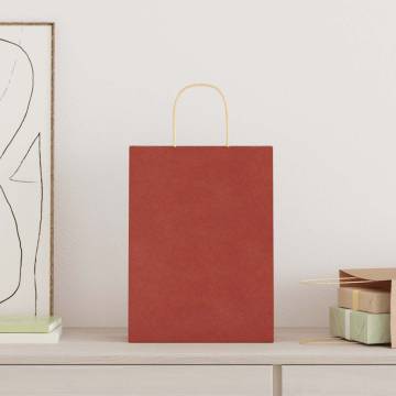 Red Paper Bags with Handles - 250 pcs | Sustainable & Durable