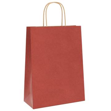 Red Paper Bags with Handles - 250 pcs | Sustainable & Durable