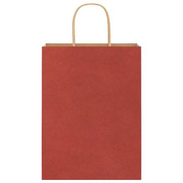 Red Paper Bags with Handles - 250 pcs | Sustainable & Durable