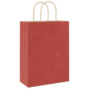 Red Paper Bags with Handles - 250 pcs | Sustainable & Durable