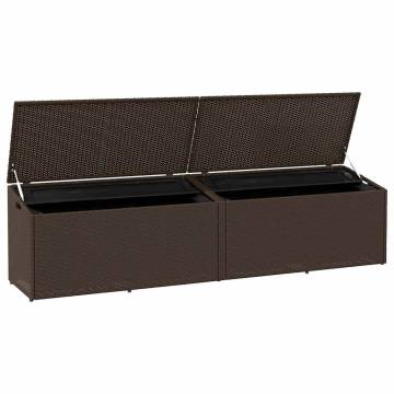 Garden Storage Box Brown 220x50x58 cm - Durable Poly Rattan