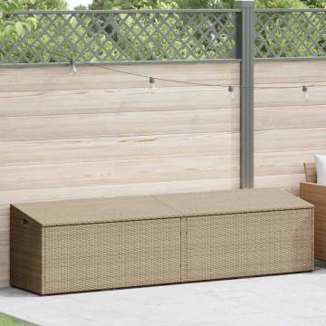 Garden Storage Box Beige 220x50x58 cm | Durable Poly Rattan