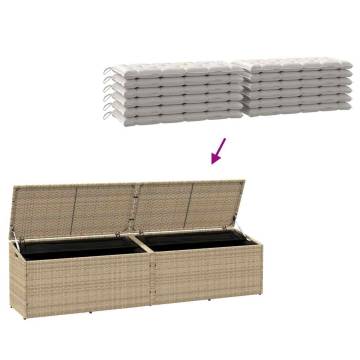 Garden Storage Box Beige 220x50x58 cm | Durable Poly Rattan