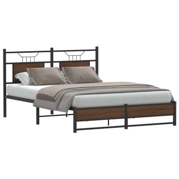 Brown Oak Bed Frame 137x190 cm - Stylish & Durable Design