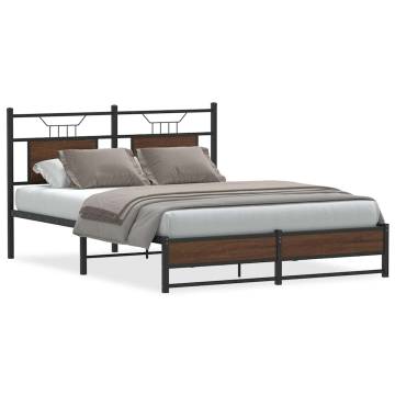 Brown Oak Bed Frame 137x190 cm - Stylish & Durable Design