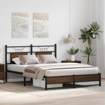 Brown Oak Bed Frame 137x190 cm - Stylish & Durable Design