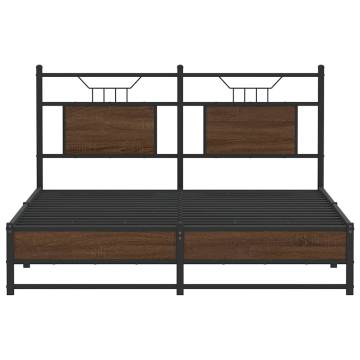 Brown Oak Bed Frame 137x190 cm - Stylish & Durable Design