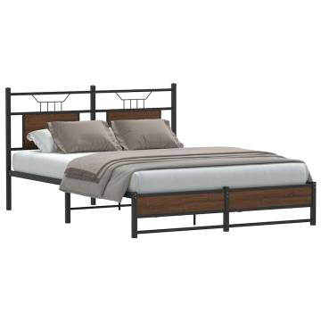 Brown Oak Bed Frame 140x200 cm | Durable & Stylish Design