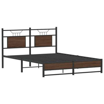 Brown Oak Bed Frame 140x200 cm | Durable & Stylish Design