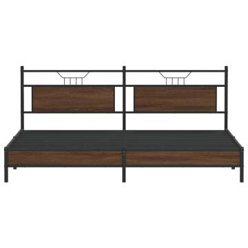 Metal Bed Frame in Brown Oak 200x200 cm - Stylish & Durable