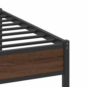 Metal Bed Frame in Brown Oak 200x200 cm - Stylish & Durable