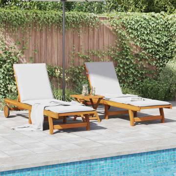 Sun Loungers Set of 2 - Solid Acacia Wood | Hipo Market