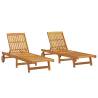 Sun Loungers Set of 2 - Solid Acacia Wood | Hipo Market