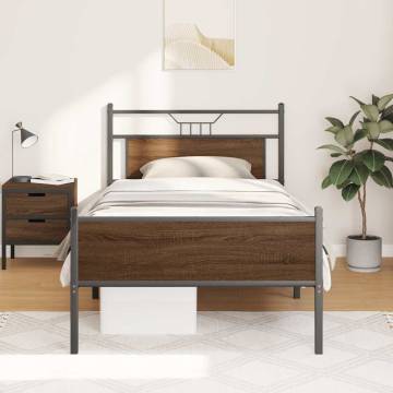 Stylish Brown Oak Bed Frame 100x200 cm - Durable & Functional