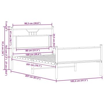 Stylish Brown Oak Bed Frame 100x200 cm - Durable & Functional