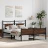 Brown Oak Bed Frame 140x190 cm | Engineered Wood & Steel