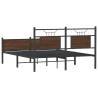 Brown Oak Bed Frame 140x190 cm | Engineered Wood & Steel