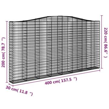 Arched Gabion Baskets - 9 pcs Galvanised Iron Garden Barriers