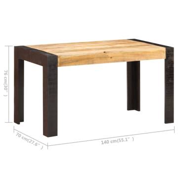 Solid Rough Mango Wood Dining Table 140x70 cm - Stylish & Durable