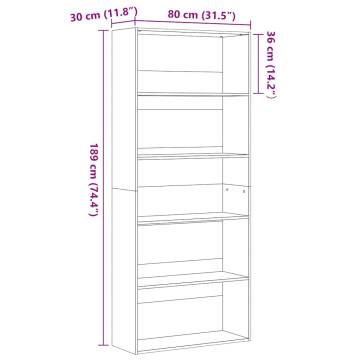 Book Cabinet Black Oak 80x30x189 cm - Stylish Storage Solution