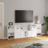 5 Piece ODDA White Solid Wood Pine TV Units with Storage