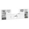 5 Piece ODDA White Solid Wood Pine TV Units with Storage