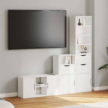 4 Piece TV Units with Storage ODDA - Stylish & Durable Pinewood