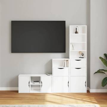 4 Piece TV Units with Storage ODDA - Stylish & Durable Pinewood