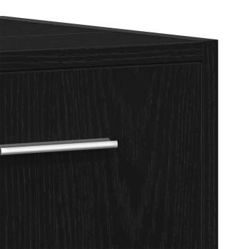 Stylish Bathroom Cabinet with Mirror - Black Oak Engineered Wood