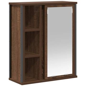 Bathroom Wall Cabinet with Mirror - Brown Oak 50x21x60 cm