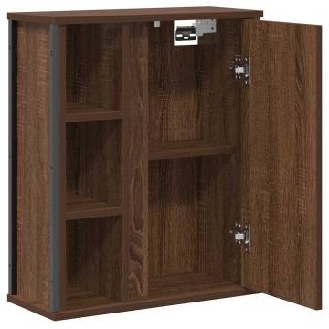 Bathroom Wall Cabinet with Mirror - Brown Oak 50x21x60 cm