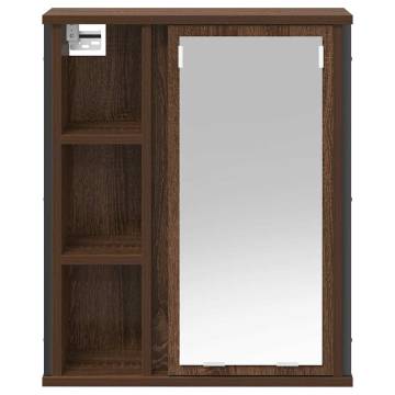 Bathroom Wall Cabinet with Mirror - Brown Oak 50x21x60 cm