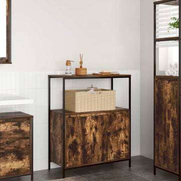 Bathroom Cabinet with Shelves - Smoked Oak 76.5x35x95 cm