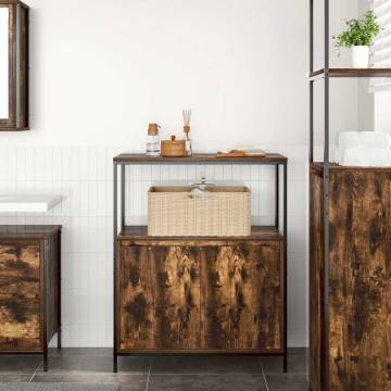 Bathroom Cabinet with Shelves - Smoked Oak 76.5x35x95 cm