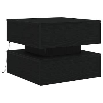 Modern Coffee Table with LED Lights - Black Oak 50x50x40 cm