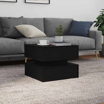 Modern Coffee Table with LED Lights - Black Oak 50x50x40 cm