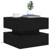 Modern Coffee Table with LED Lights - Black Oak 50x50x40 cm