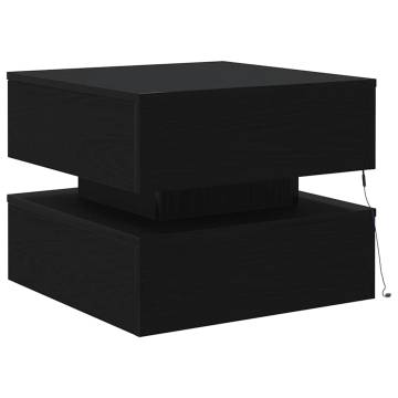 Modern Coffee Table with LED Lights - Black Oak 50x50x40 cm