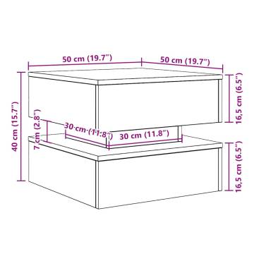 Modern Coffee Table with LED Lights - Black Oak 50x50x40 cm