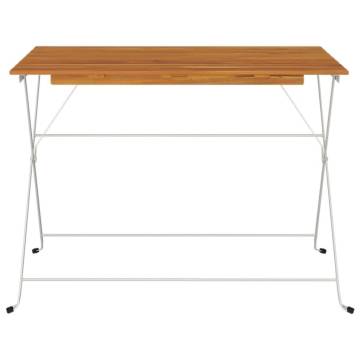 Folding Bistro Table - Solid Acacia & Steel - 100x54x71 cm