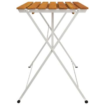 Folding Bistro Table - Solid Acacia & Steel - 100x54x71 cm